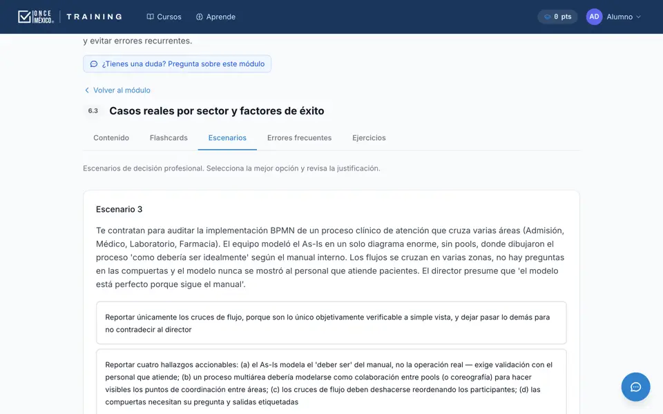 Escenario de decisión con tres opciones