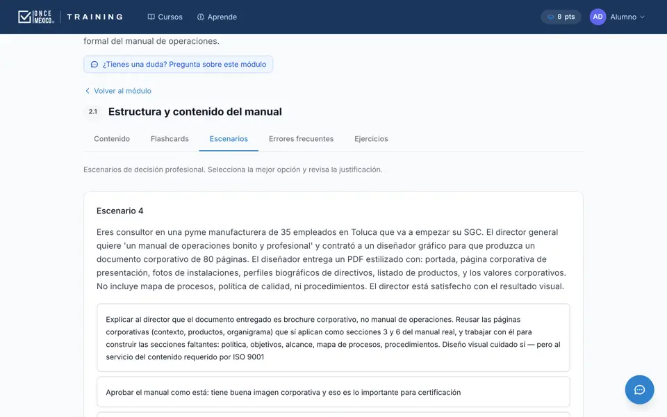 Escenario de decisión con tres opciones