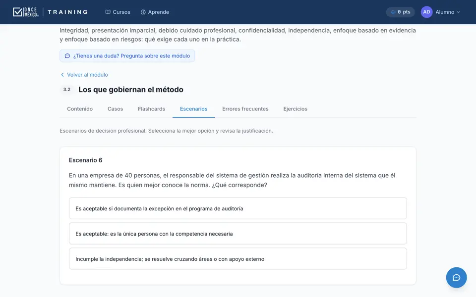 Escenario de decisión con tres opciones