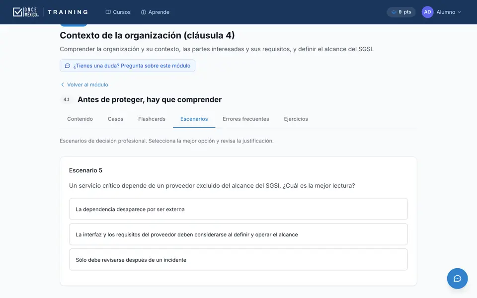 Escenario de decisión con tres opciones