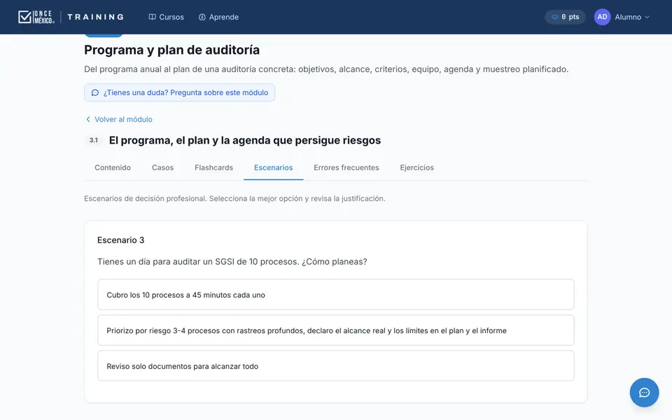 Escenario de decisión con tres opciones