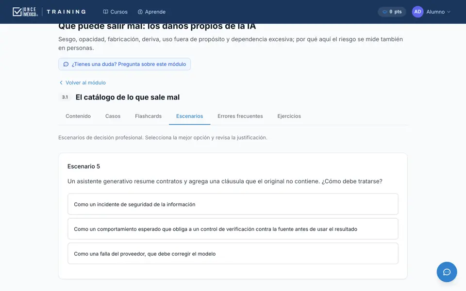 Escenario de decisión con tres opciones